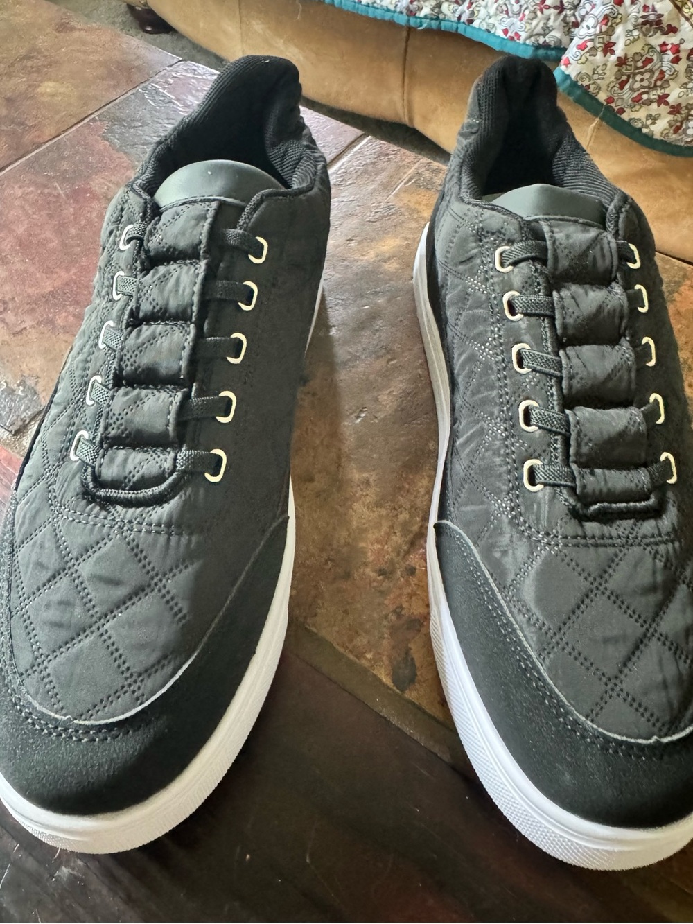 Men's Quilted Casual Sneakers - Black